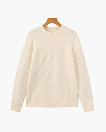 Sweater de Punto Diamante con Cuello Redondo
