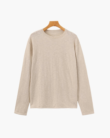 Sweater Esencial de Lino y Algodón con Cuello Redondo